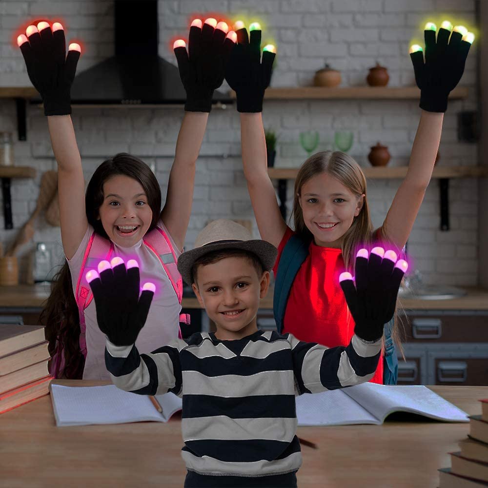 Light Up Gloves for Kids and Adults 1 Pair LED Gloves with 6