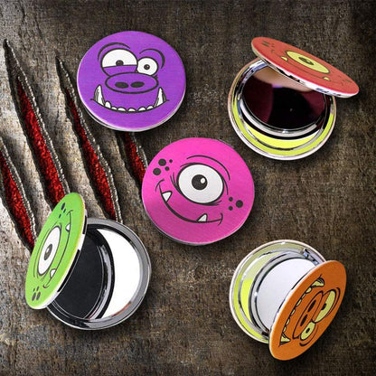 ArtCreativity Monster Compact Mirrors for Kids - Set of 6 - 2.75 Inch Pocket Mirror with Magnetic Closure - Birthday Party Goodie Bag Fillers and Party Favors for Boys and Girls - Assorted Colors