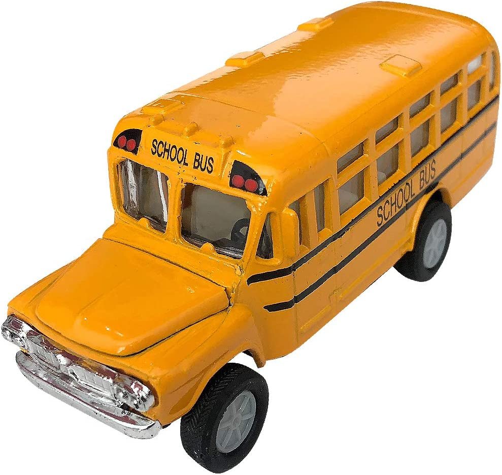 Diecast Yellow School Bus for Kids, 4.75" Classic School Bus Toy with Pullback Mechanism, Durable Diecast Metal, Party Favors, Best Birthday Gift for Boys and Girls