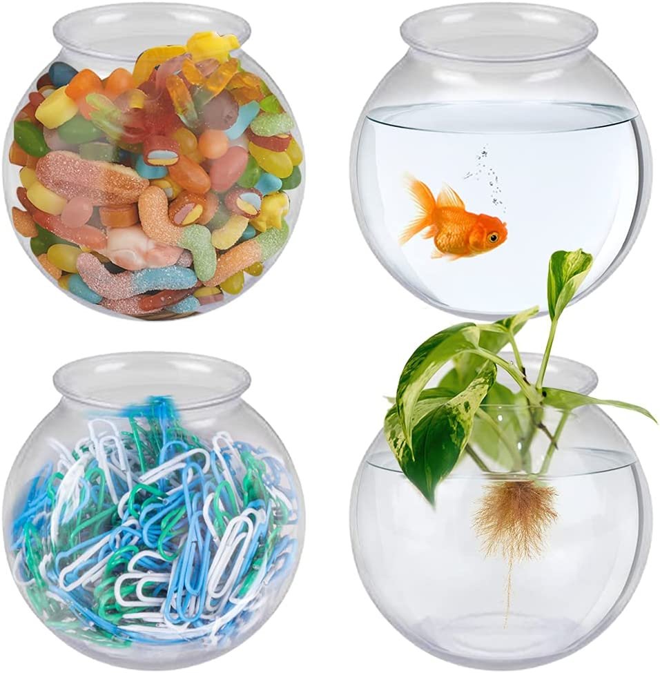 ArtCreativity Small Plastic Aquariums for Kids, Set of 4, Single Fish  Aquariums in Assorted Vibrant Colors, Under-The-Sea Party Favors, Aquatic  Party