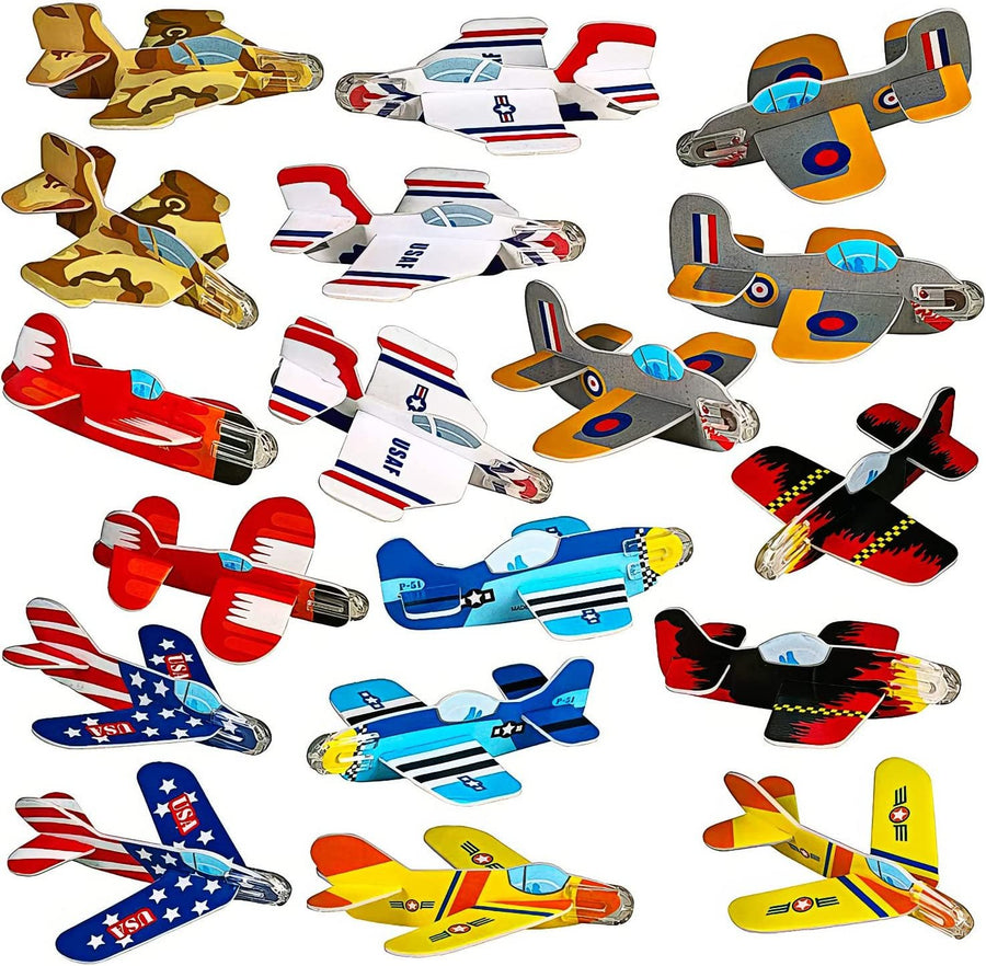 Foam Gliders for Kids - Bulk Set of 72 - Lightweight Planes with Various Designs - Individually Packed Flying Airplanes - Fun Birthday Party Favors, Goodie Bag Fillers, Boys and Girls
