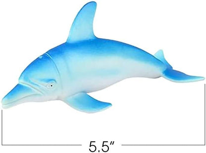 ArtCreativity Dolphins & Whales in Mesh Bag, Pack of 6 Sea Creature Figurines in Assorted Designs, Bath Water Toys for Kids, Ocean Life Party Décor, Party Favors for Boys and Girls