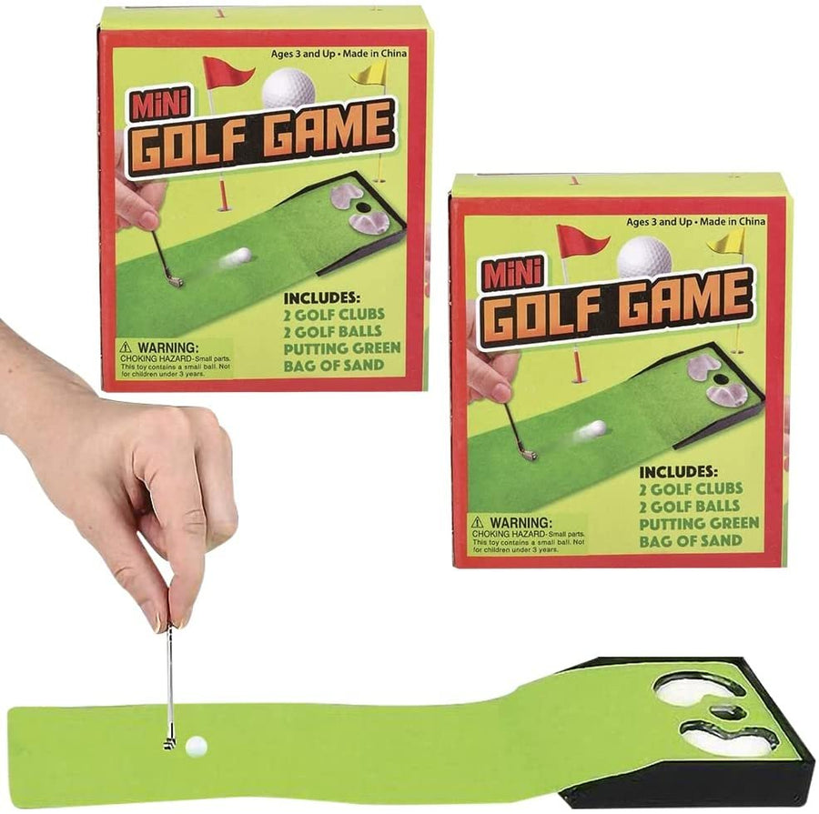 Gamie Mini Golf Game for Kids and Adults, Set of 2, Each Set Includes 2 Clubs, 2 Balls, 1 Putting Green, and 1 Bag of Sand, Complete Desktop Golf Playset, Office Desk Toys for Hours of Fun
