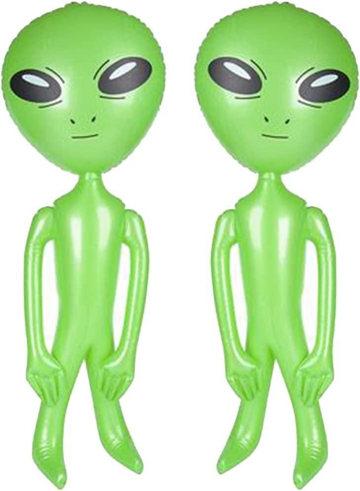 ArtCreativity Green Alien Inflates, Set of 2, Outer Space Decorations, 34 Inch Alien Inflatable Toys, Galactic Birthday Party Favors, Swimming Pool Toys for Kids, Alien Decorations for Kids’ Rooms