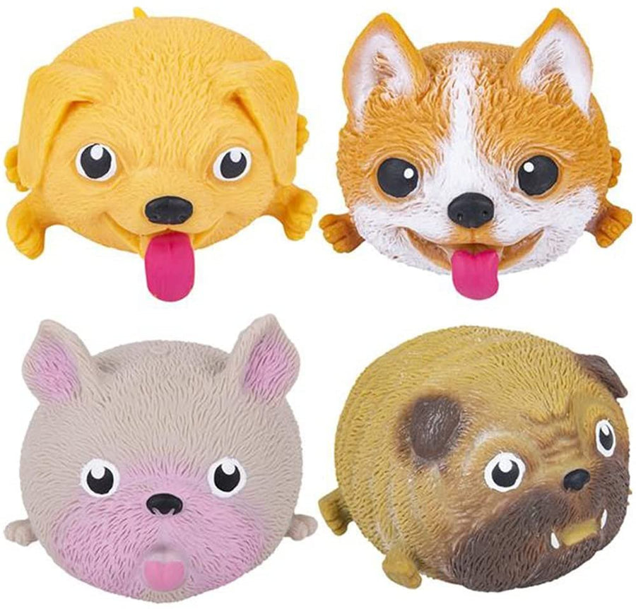 Dog Squeeze Toys, Set of 4, Cute Stress Relief Toys for Kids and Adults, Dog Party Favors, Calming Sensory Toys for Autism, Goodie Bag Fillers, Stocking Stuffers for Boys and Girls