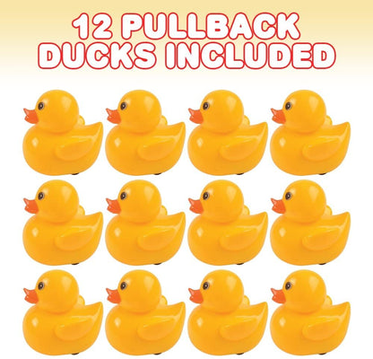 ArtCreativity Pull Back Duck Toys for Kids, Set of 12, Yellow Duckie Toys with Wheels and a Pullback Mechanism, Great as Animal Birthday Party Favors, Goodie Bag Fillers, and Carnival Party Supplies