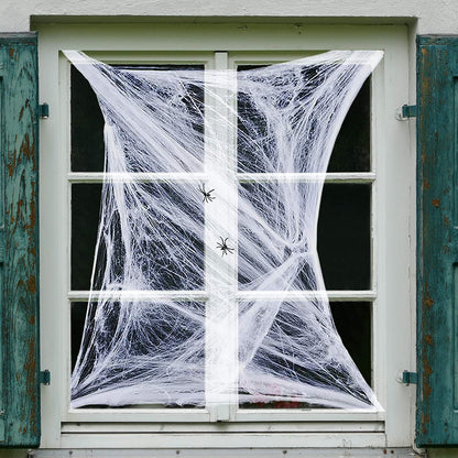 ArtCreativity Spider Web Halloween Decorations - Set of 12 - Super Stretchy Cobwebs with Plastic Spider - Indoor and Outdoor Scary Spider webs Decor - For Home, Office, Party, Kids' Prizes and More