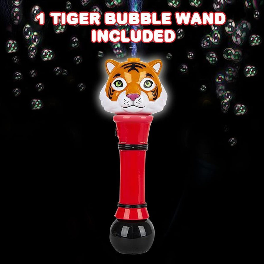 Light Up Tiger Bubble Blower Wand, 12" Illuminating Bubble Blower with Thrilling LED Effects for Kids, Batteries and Bubble Fluid Included, Great Gift Idea, Party Favor