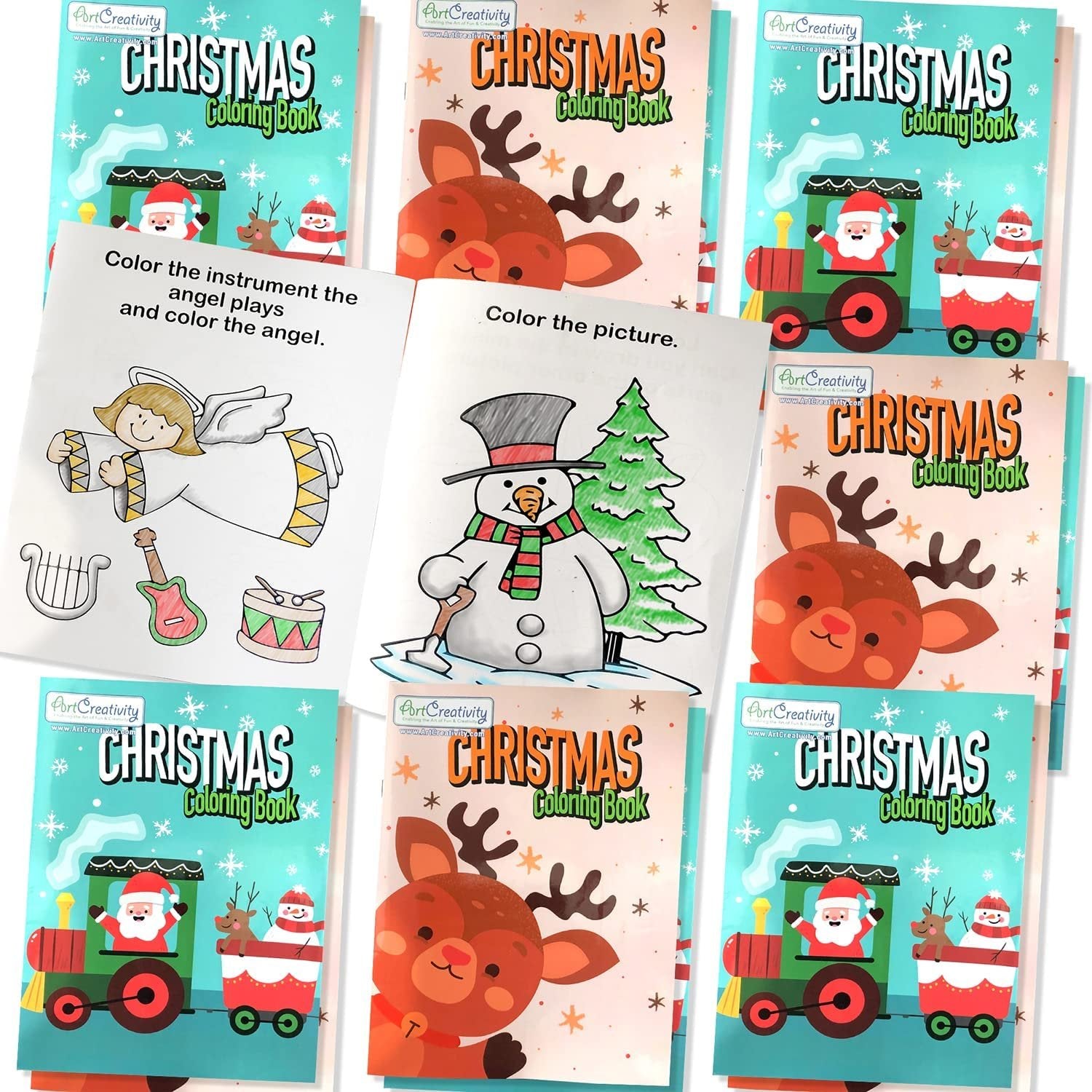 ArtCreativity Christmas Coloring Books for Kids, Pack of 12, 8.25 Inch x 11 Inch Big Booklets, Fun Christmas Treats Prizes, Favor Bag Fillers, Birthday Party Supplies, Art Gifts for Boys and Girls