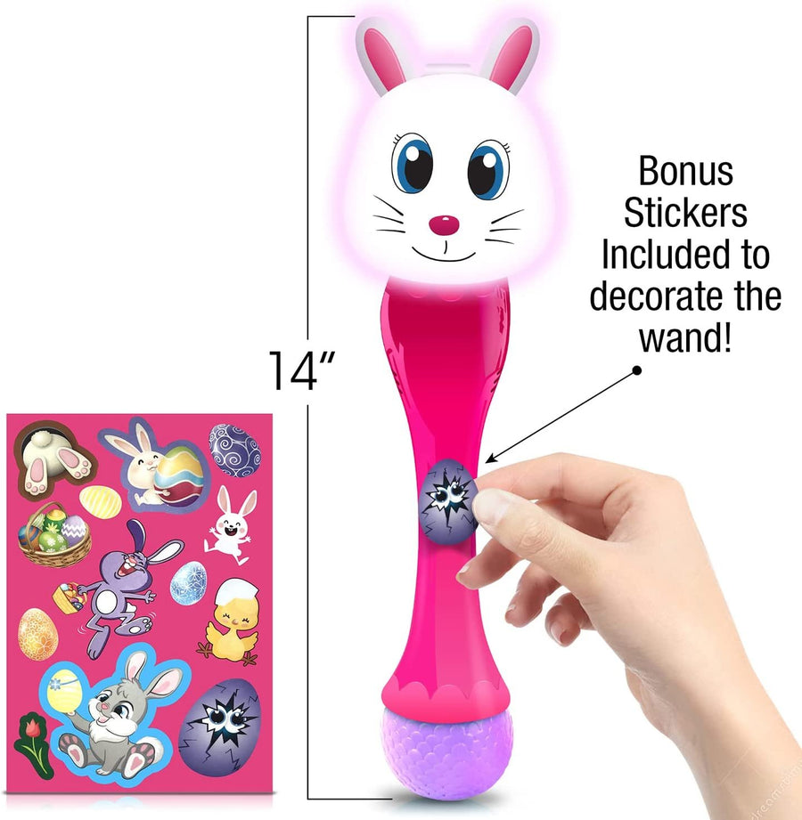 Light Up Bunny Easter Bubble Wand, 14 Inch Illuminating Bubbles Blower Wand with Thrilling LED & Sound Effect, Easter Bubbles for Kids Ages 1 2 3 4 5 6 Bubble Toys, Easter Basket Stuffers for Toddler