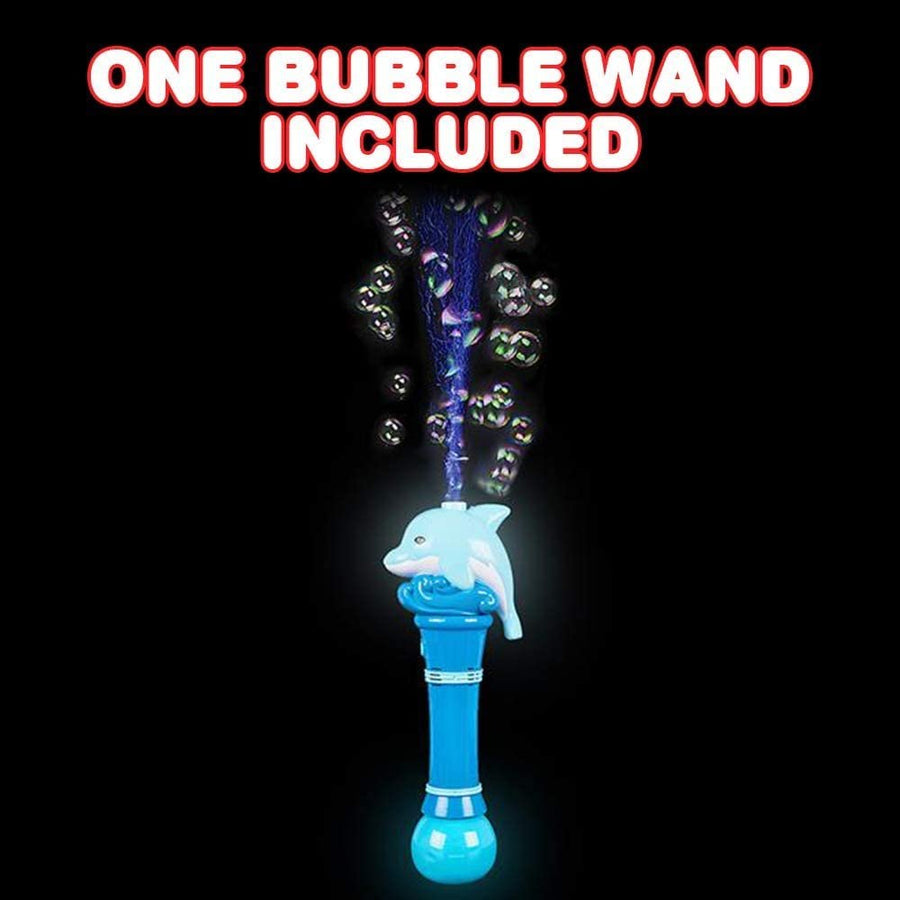 ArtCreativity Light Up Dolphin Bubble Blower Wand - 12 Inch Illuminating Bubble Blower with Thrilling LED Effects for Kids, Batteries and Bubble Fluid Included, Great Gift Idea, Party Favor