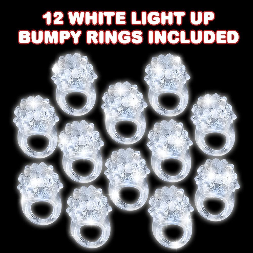 ArtCreativity Light Up Bumpy Rings for Kids, Set of 12, Flashing Accessories for Boys and Girls, Light-Up Party Favors for Children, Goodie Bag Fillers and Stocking Stuffers
