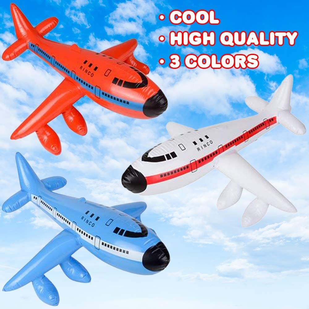 Jet Inflates, Set of 3, Inflatable Planes with Hanging Hook, Decorations  for Aviation Themed Parties, 20 Long Airplane inflates, Fun Pretend Play