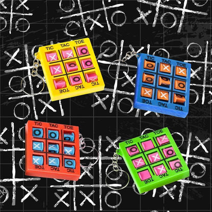 ArtCreativity 2 Inch Tic Tac Toe Keychains for Kids - Set of 12 - Durable Plastic Keyholders - Birthday Party Key Chain Favors, Goody Bag Fillers, Prize for Boys and Girls - Assorted Colors