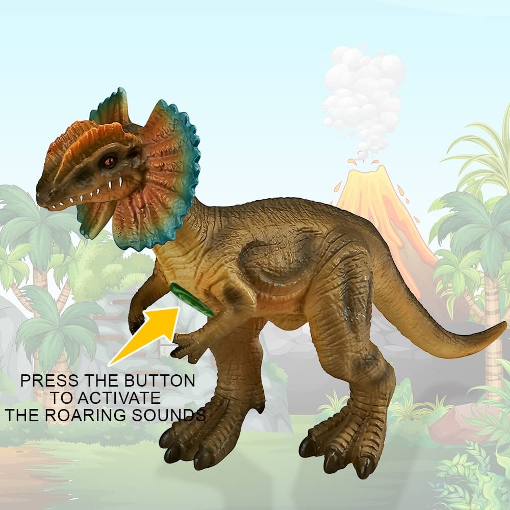 ArtCreativity Soft Dilophosaurus Dinosaur Toy with Roaring Sounds, Large Soft Touch Dinosaur Toy with Sounds, Free Standing Dinosaur Toy for Kids, Great for Imaginative Play