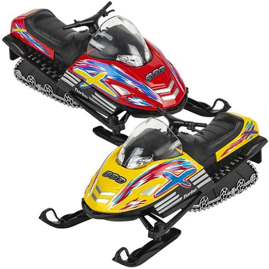 Pull Back Diecast Snow Turbo Toys, Set of 2, Mini Snowmobile Toys for Boys and Girls, Durable Diecast Metal, Fun Birthday Party Favors, Gifts, and Cake Toppers, Colors May Vary