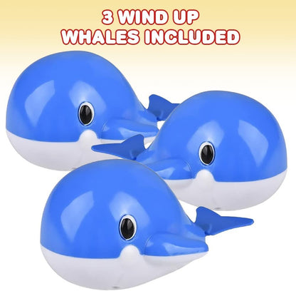 ArtCreativity Wind Up Whale Toys for Kids, Set of 3, Swimming Water Toys, Fun Bathtub Toys for Kids, Underwater Party Favors for Boys and Girls, Unique Goodie Bag Fillers
