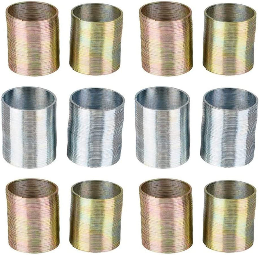 Metal Coil Spring - 12 Pack - 1" Silver and Gold Metal Coil Spring Set - Fun Birthday Party Favor for Kids, Cute Coil Spring Prize, Goody Bag Fillers, Stocking Stuffers, Novelty Gift