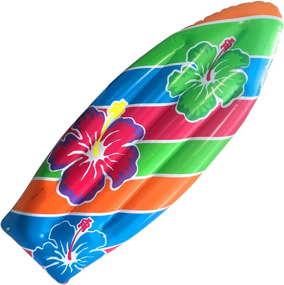 Luau Surfboard Inflate, 1 Piece, 34'' Inflatable Surfboard for Beach, Tropical and Luau Party Decorations, Inflatable Pool Toy for Kids and Adults, Beach Party Inflate