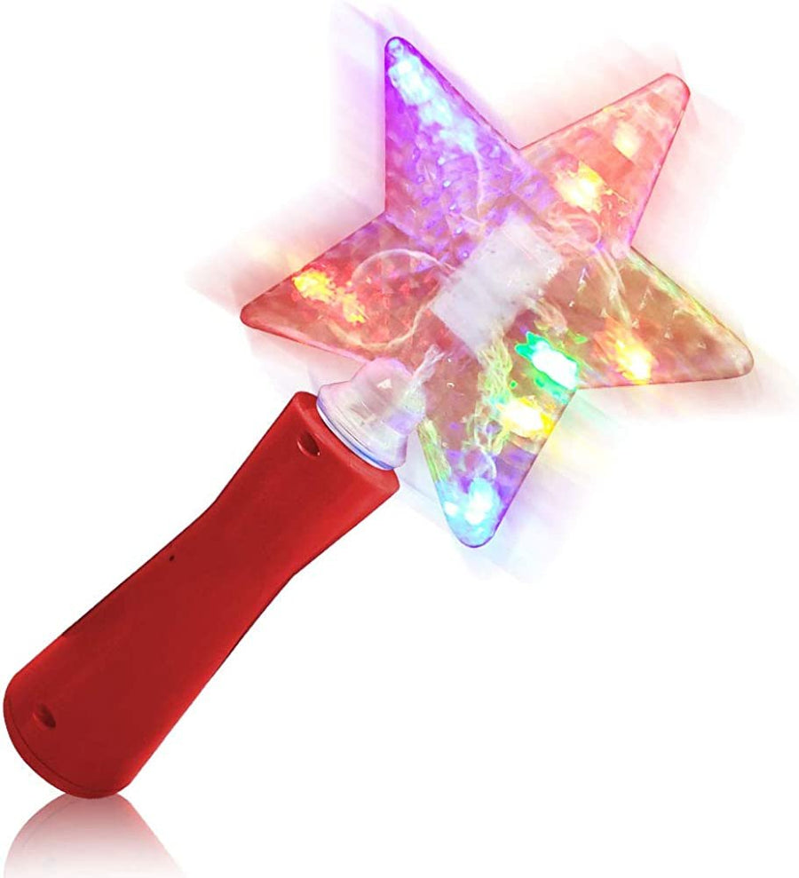 10" Light Up Star Magic Wand for Kids - Magical Fairy Princess Costume Prop, Toy for Girls - Multi-Color Flashing LEDs - Batteries Included - Red