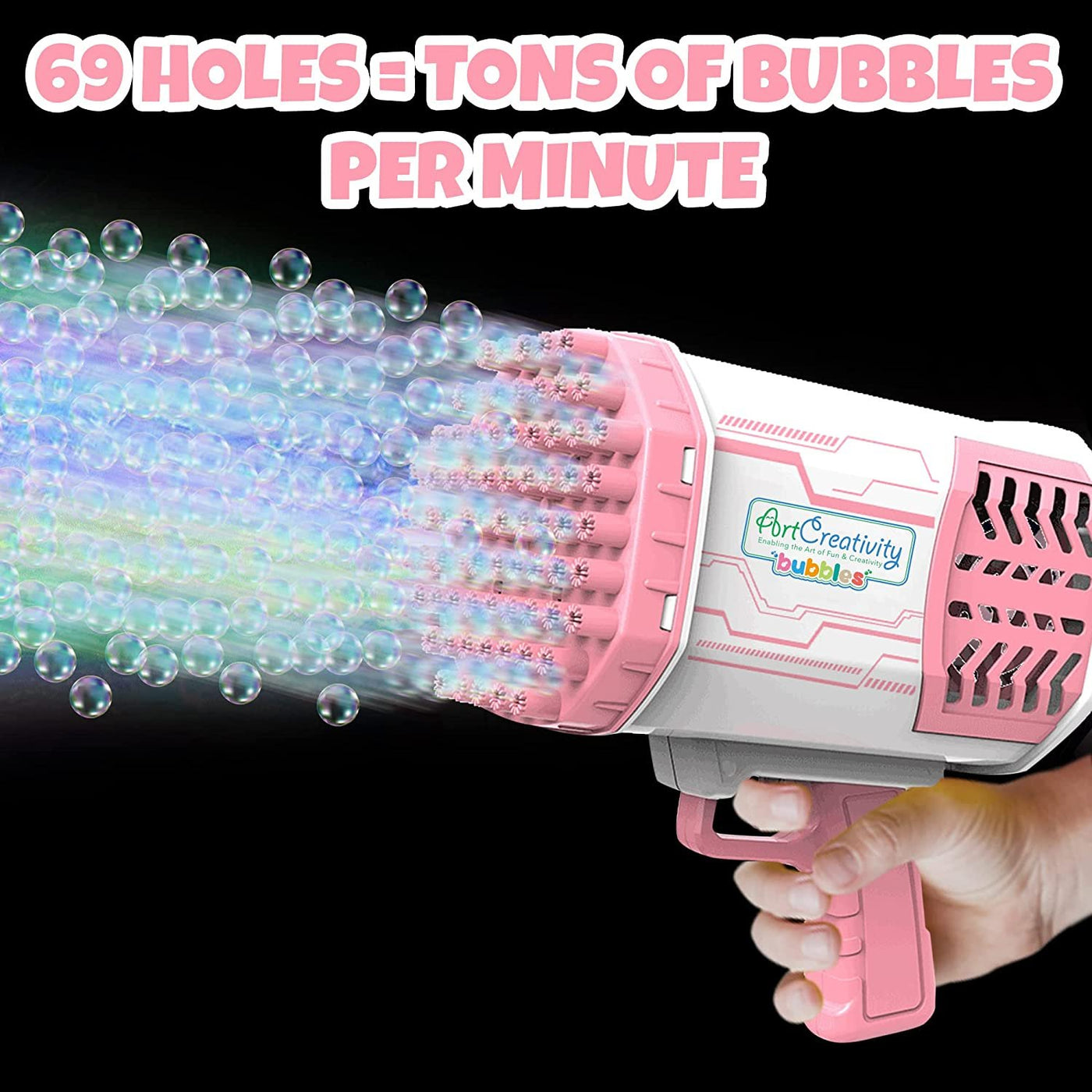 Bazooka Bubble Gun Blaster, 69 Holes Rocket Boom Giant Bubble Blower Gun with Colorful Lights, Bubble Machine Gun, Great Gift for Summer Outside Outdoor Toys for Kids Ages 4 5 6 7 8 + and Adults