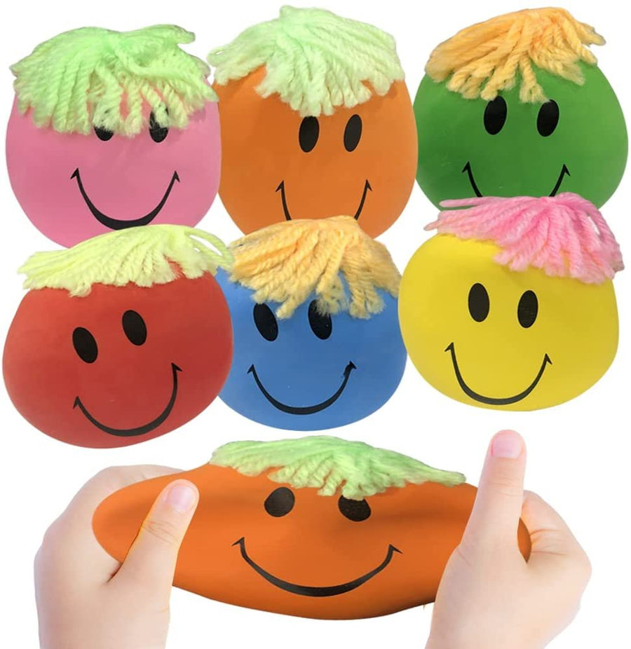 Smile Face Stretch Balls for Kids, Set of 6, Sand-Filled Sensory Fidget Toys, Stress Balls for Adults and Office Desktop Toys, Anxiety Relief Toys for Ages 3 and up