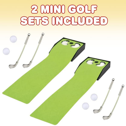 Gamie Mini Golf Game for Kids and Adults, Set of 2, Each Set Includes 2 Clubs, 2 Balls, 1 Putting Green, and 1 Bag of Sand, Complete Desktop Golf Playset, Office Desk Toys for Hours of Fun