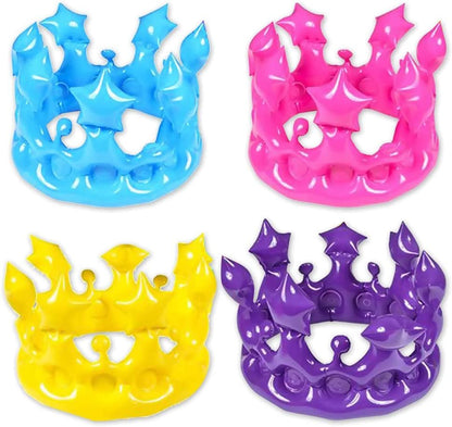 ArtCreativity Crown Inflates for Kids and Adults, Set of 4, Inflatable Crown Toys with Vibrant Colors, Princess Party Decorations, Fun Party Inflates, Kids’ Swimming Pool Toys, 4 Colors