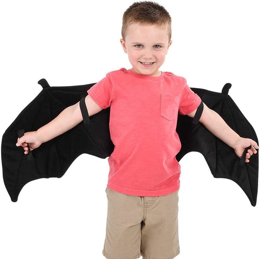 Plush Wearable Bat Wings, 1 Pair, Bat Wings for Boys and Girls in Black, Kids’ Bat Halloween Costume Made of Soft Material, Dress Up Accessories for Children