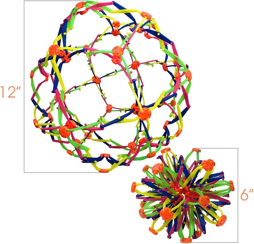 Collapsible Ball Toy, Set of 2, Expanding Mini Spheres for Kids, Stress Relief Fidget Toy for ADHD, Anxiety, Autistic Children, Great Party Favor and Gift for Boys and Girls