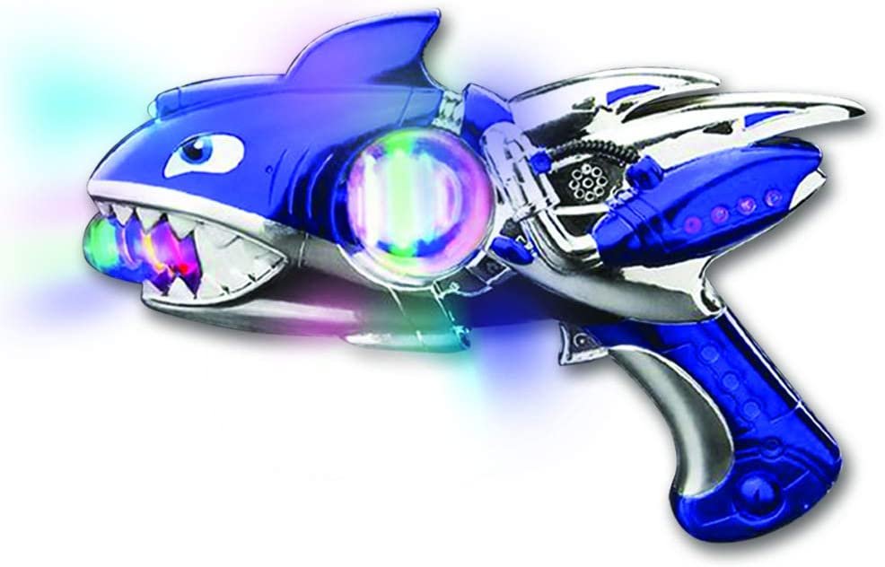ArtCreativity Light Up Super Spinning Shark Blaster, Spinning LED and Cool Sound Effects, 10.75” Light Up Toy Gun for Kids, Batteries Included, Great Gift Idea for Boys & Girls