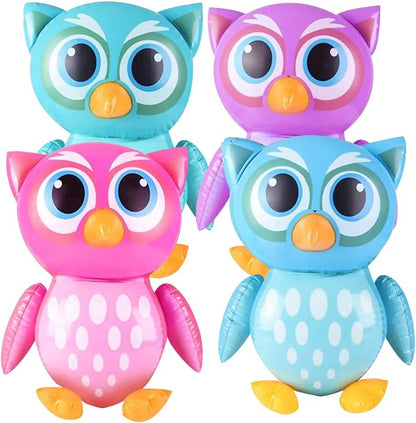 ArtCreativity Inflatable Owls, Set of 4, Blow-Up Owl Inflates for Birthday Party Favors, Party Decorations and Supplies, Pool Party Float, and Game Prize for Kids