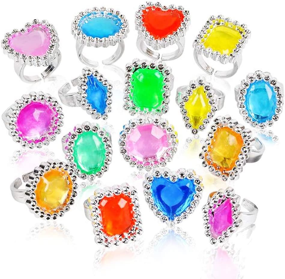 ArtCreativity Plastic Jewel Princess Rings for Kids - 144 Pack - Colorful Birthday Party Favors for Girls - Dress Up Accessories, Goodie Bag Fillers, Cupcake Toppers, Party Table Decoration Idea
