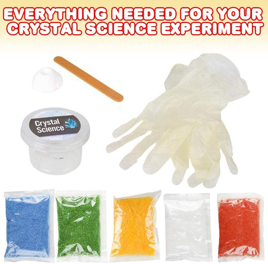Growing Crystal Experimental Kit Set of 3 for Kids Age 8+, Assorted in Color (Green, Yellow, Blue, Red, & White), STEM Educational Toy, Great Gift for Birthday & Holiday