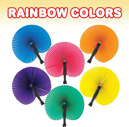 ArtCreativity 10 inch Colorful Folding Fans - Pack of 12 - Cool Summer Contraption - Handheld Paper Fan with Plastic Shafts - Hot New Party Favor and Prize - Fun Novelties, Gifts for Kids Ages 3+