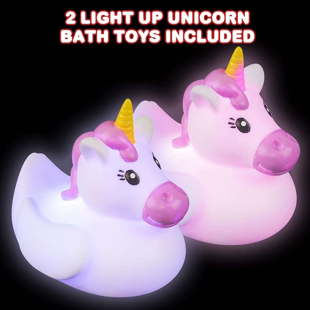 Light Up Unicorn Bath Toys, Set of 2, Bathtub Toys for Kids That Light Up in Water, LED Pool Toys for Girls and Boys, Unicorn Party Favors, Cute Beach Toys for Children