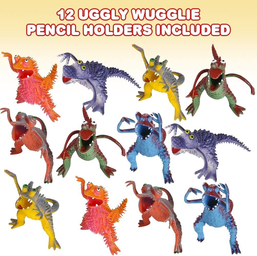 Ugglie Wugglie Pencil Holders, Set of 12, Monster Pen Holders for Desk with 5 Funny Designs, Fun Office Gifts, Cool Desk Decorations and Accessories, Birthday Party Favors for Kids