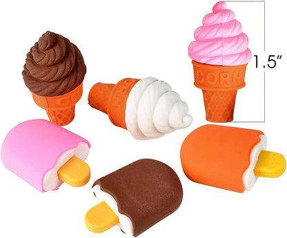 ArtCreativity Ice Cream Erasers for Kids, Set of 48, Cone and Popsicle Erasers with Removable Parts, Back to School Supplies for Boys and Girls, Ice Cream Party Favors and Goodie Bag Fillers