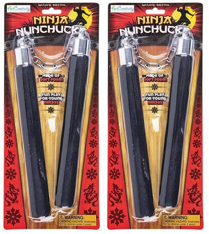 Foam Nunchucks for Kids, Set of 2, Fun Ninja Toys for Boys and Girls, Martial Arts Training Equipment, Practice Nunchucks with Soft Handles, Ninja Costume Props and Party Favors