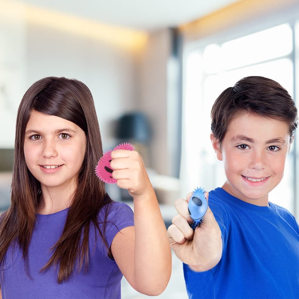 Mini Tooth Puffers, Set of 24, Squeezy Toys for Kids with Soft Spikes, Sensory Fidget Toys for Stress Relief in Assorted Colors, Goodie Bag Stuffers, and Dentist Office Giveaways