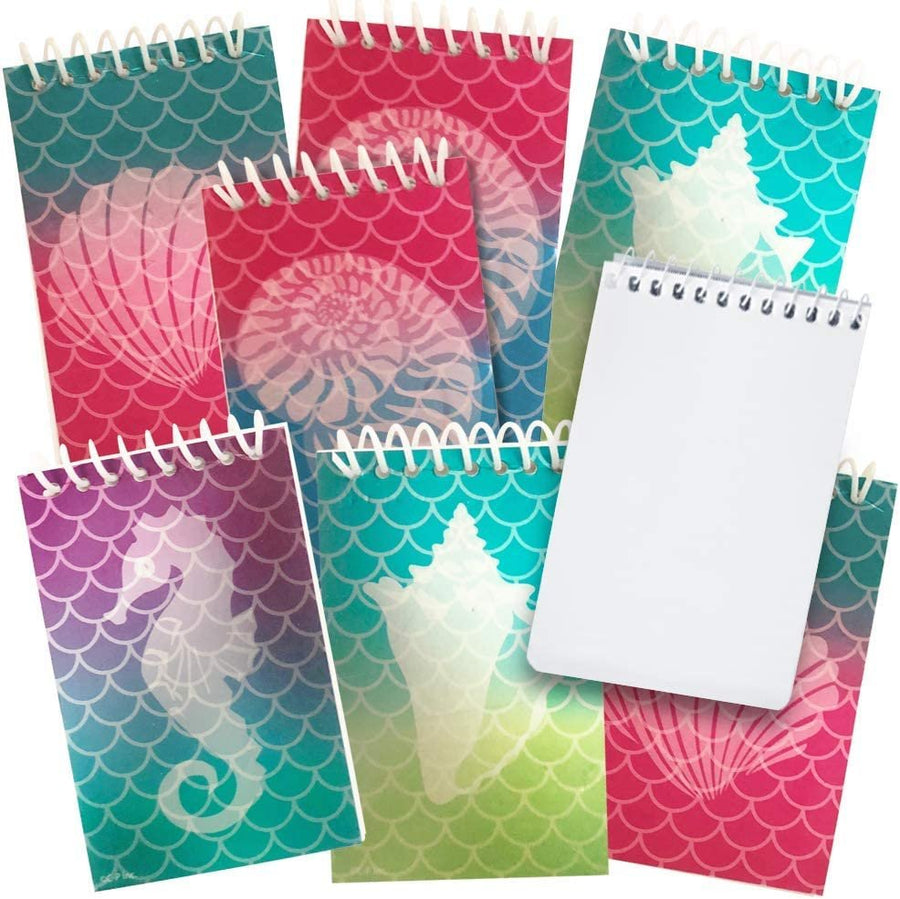 Mini Mermaid Scale Notebooks, Pack of 12, Small Spiral Notepads with Metallic Covers, Cute Stationery Supplies for School & Office, Fun Birthday Party Favors, Goody Bag Fillers for Kids