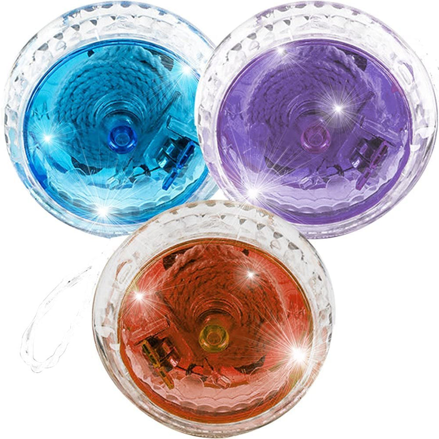 Light Up Plastic Yoyos for Kids, Set of 3, Classic Yo-Yo Toys with Flashing LEDs, Light-Up Birthday Party Favors, Goodie Bag Fillers, Holiday Stocking Stuffers, Classroom Prizes