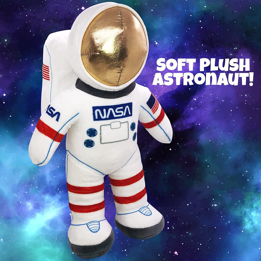 12” Plush Toy Astronaut Figurine, Realistic Plush Astronaut Toy with NASA & USA Flag Arm Patches, Super-Soft Stuffed, Astronaut Decor, Space Decor Astronaut Toys for Kids 3-5, Toddler Birthday Gift