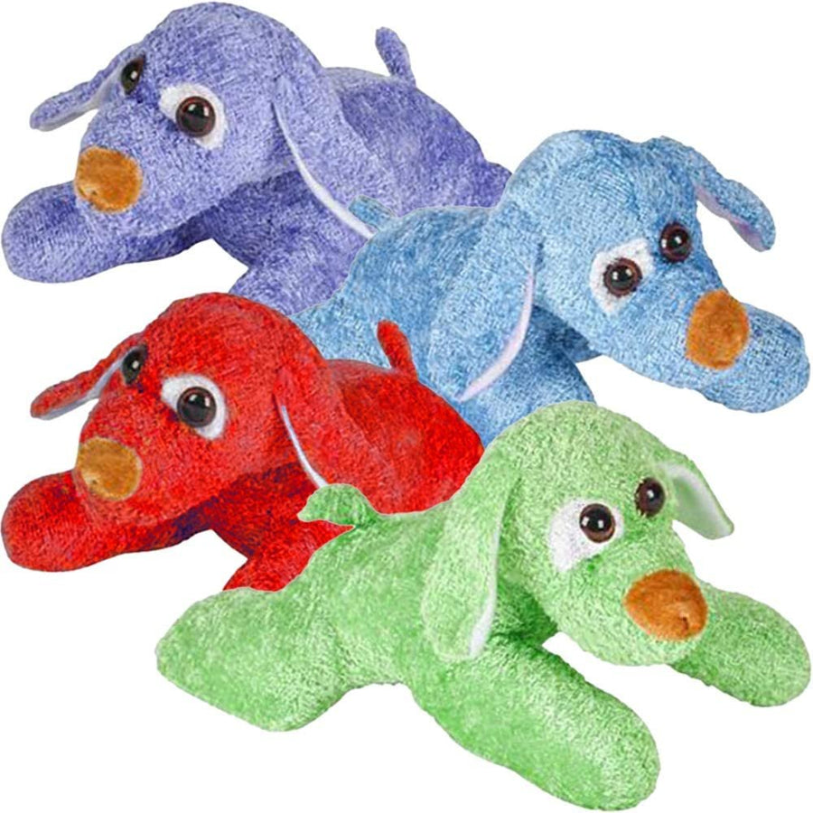 Chenille Plush Dog Toys for Kids, Set of 4, Soft and Cuddly Soft Stuffed Toys, Animal Party Favors for Kids, Dog Party Supplies, Cute Nursery Decorations for Boys and Girls, 4 Colors