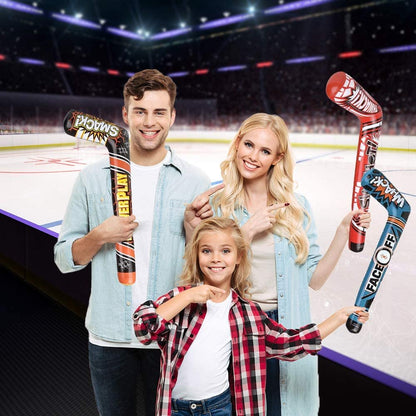 ArtCreativity Hockey Stick Inflates, Set of 4, Inflatable Hockey Party Decorations, Fun Assorted Designs, Sports Birthday Party Favors, Unique Pool Toys for Kids, Cool Boys’ Room Decor