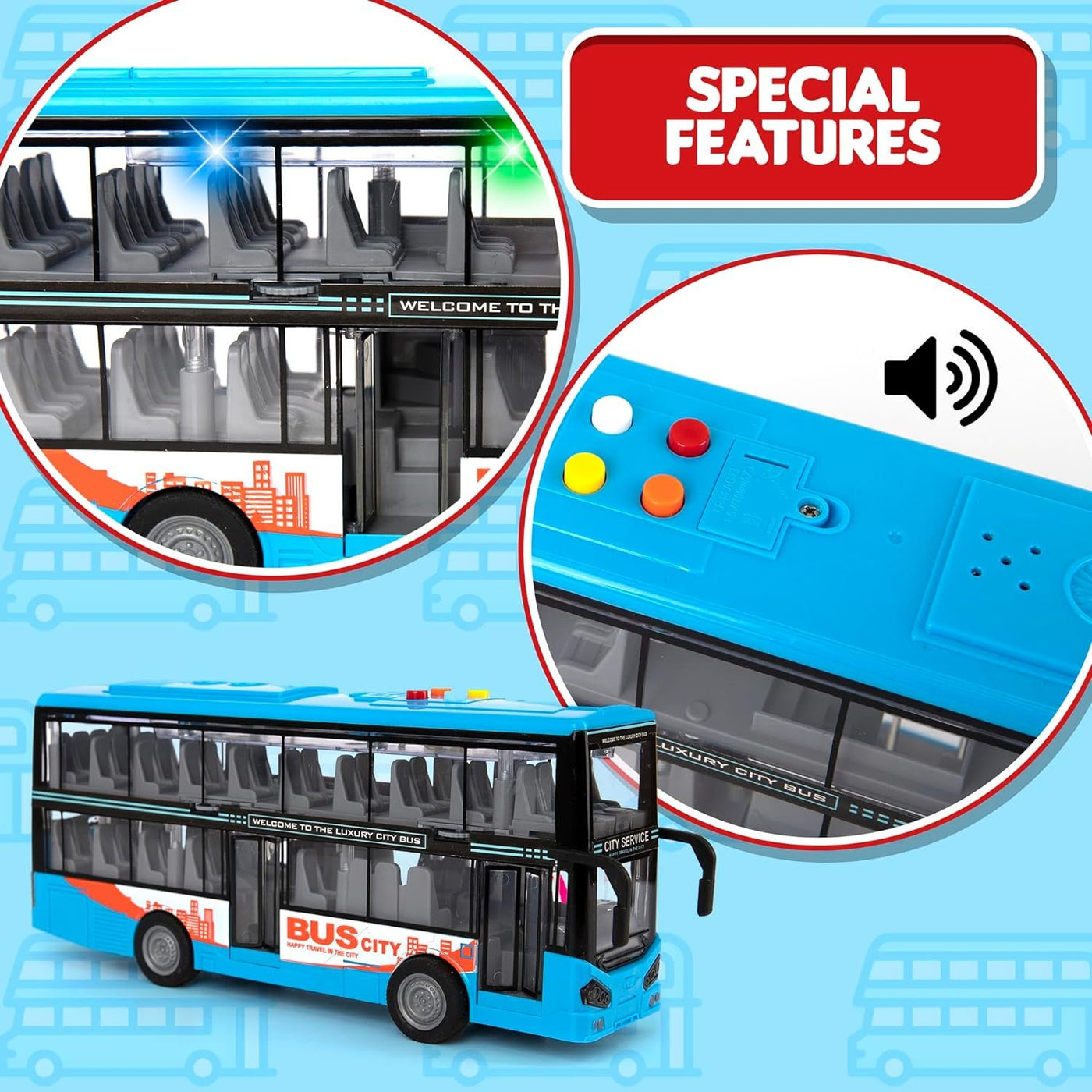 Die Cast Double Decker Bus Toy With Lights Sounds Friction Powered die-cast-double-decker-bus-toy-with-lights-sounds-friction-powered