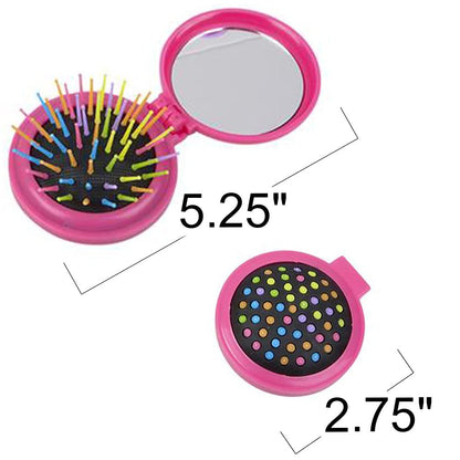 ArtCreativity Compact Brushes for Kids, Set of 12, Travel-Sized Brushes with Mirror and Rainbow Bristles, Makeup Toys for Girls, Princess Birthday Party Favors, Goodie Bag Fillers, Assorted Colors
