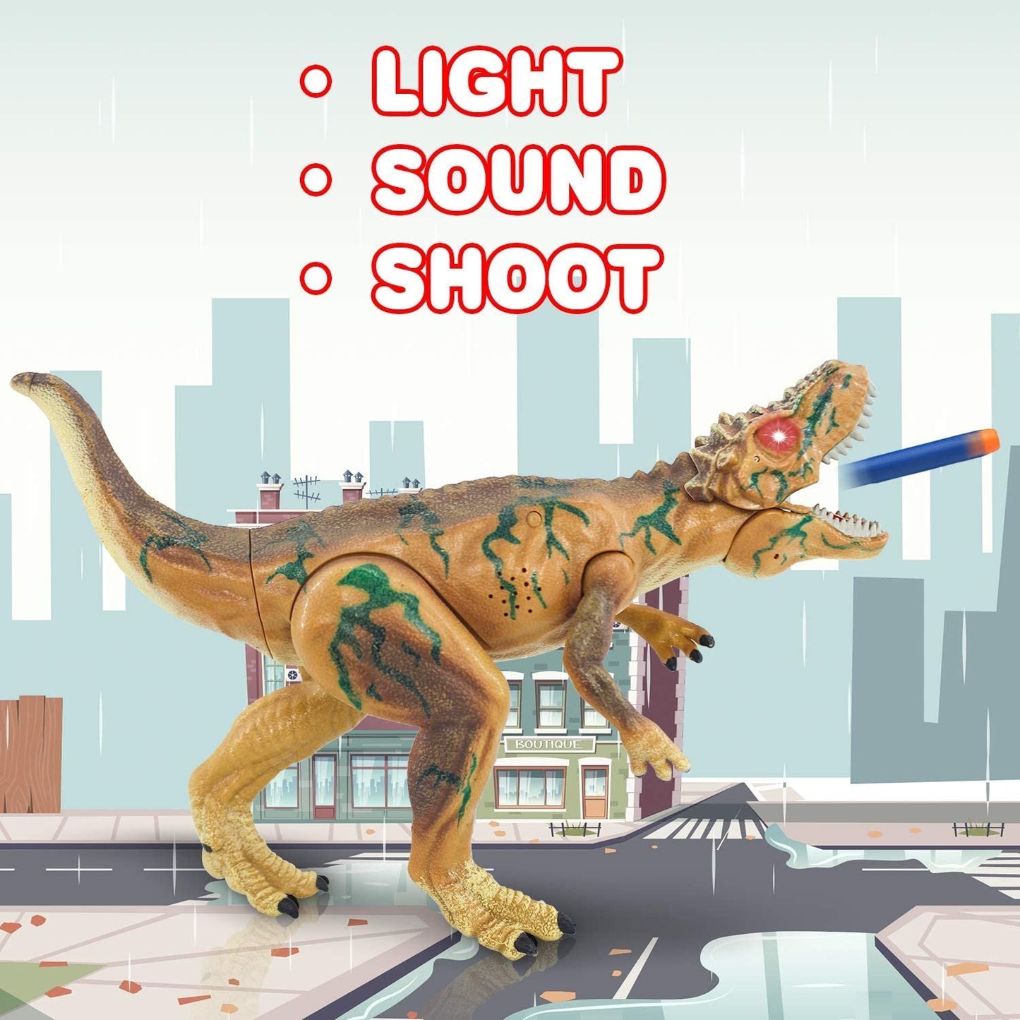 ArtCreativity Ejection Dinosaur Gun, Light Up Dinosaur Toy Blaster with 20 Bullets and Roaring Sound, T-Rex Shooting Dinosaur for Boys and Girls, Super Realistic Look, Best Birthday Gift for Kids 3+