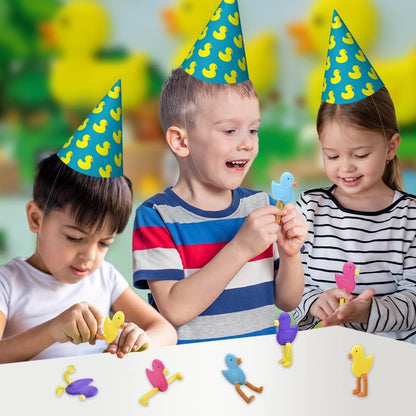 ArtCreativity Mini Bendable Duckies, Set of 48, Fidget Ducky Toys for Kids in 4 Vibrant Colors, Fidget Toys for Kids for Stress Relief, Great as Carnival Birthday Party Favors and Pinata Stuffers