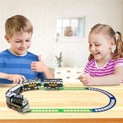 ArtCreativity Train Set for Kids, Battery-Operated Toy Train with 4 Cars and Tracks, Durable Plastic, Cute Christmas Holiday Train for Under The Tree, Great Gift Idea for Boys and Girls